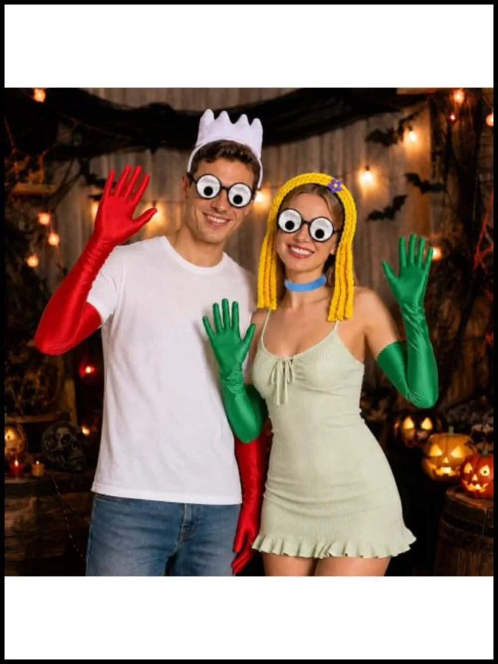 Halloween Fork Knife Costume Set with Googly Eyes Gloves Hair Accessories for